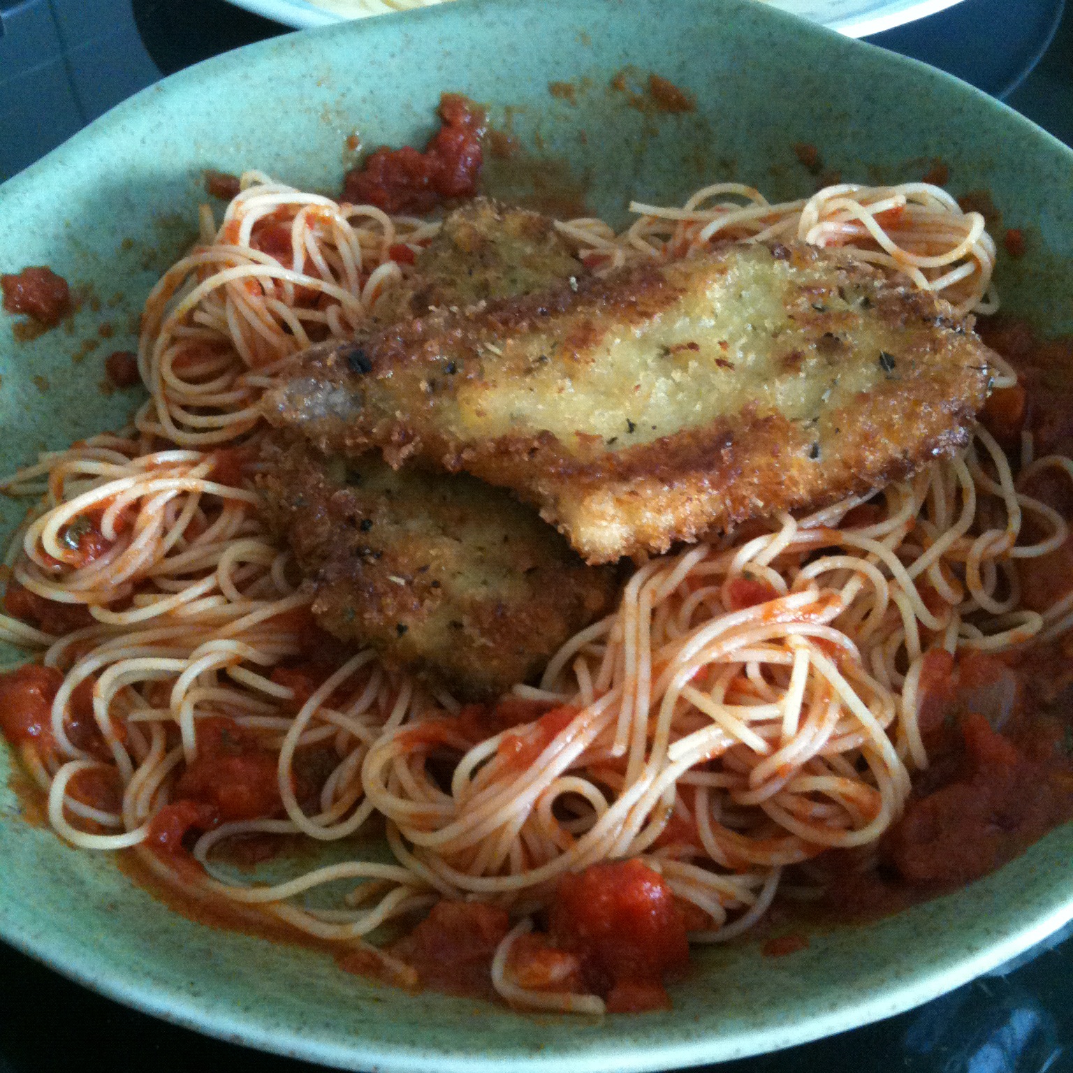 Breaded Pork Chops with Pasta